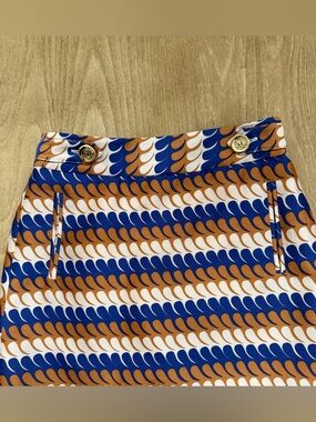 Lissa Mar Wool Blend Retro 60s Mod Mini Skirt Blue Rust White Size 4